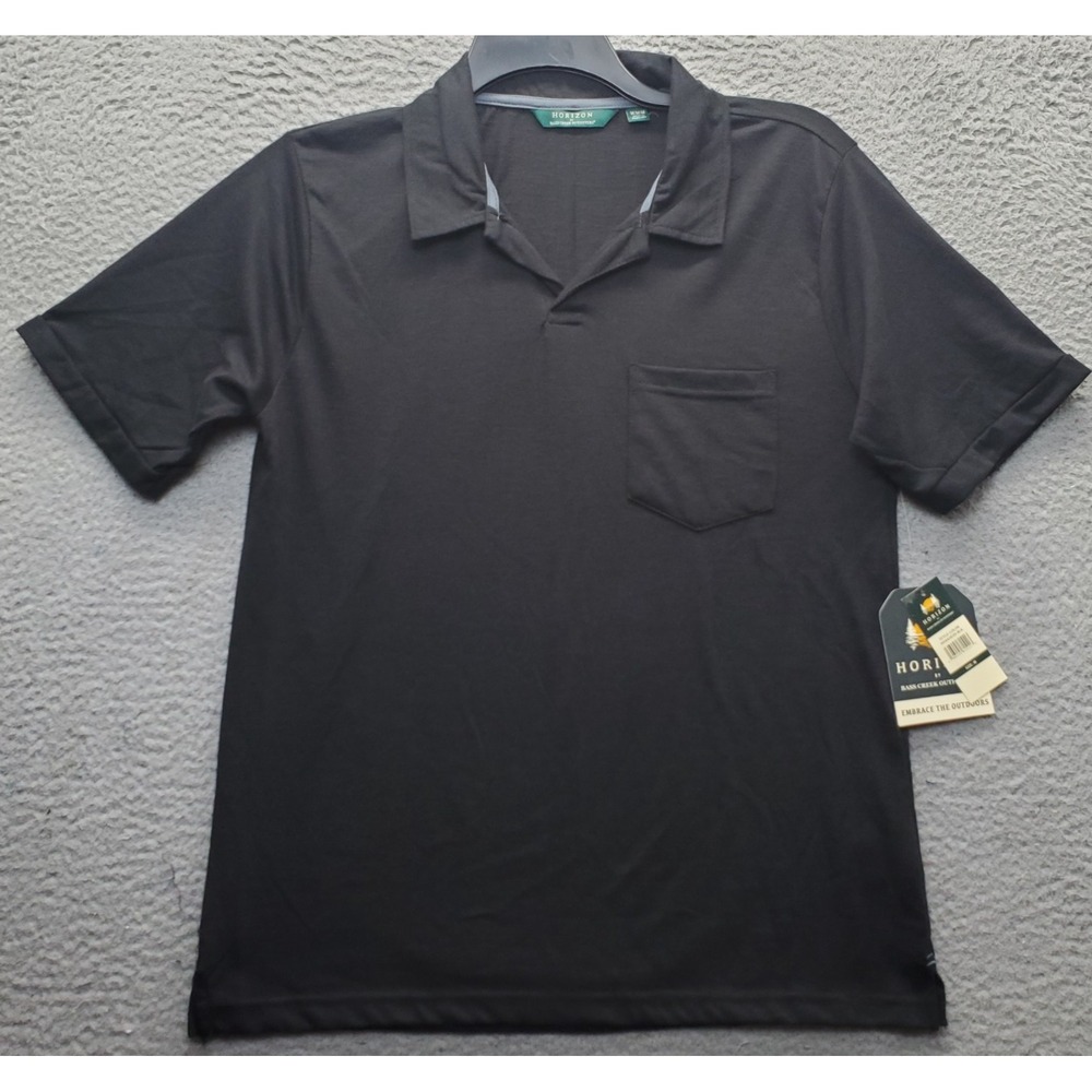 Horizon by Bass Creek Outfitters Golf Polo Shirt Mens Medium Black Short Sleeve